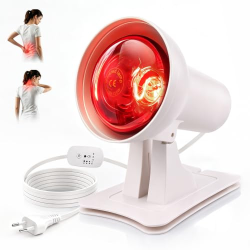 Morotty Lampara Infrarrojos 150W, Lampara Luz Roja, Minutero Temp Ajustable