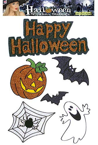 Widmann 1167D - Fensterbild Halloween 6er Set, Dekoration, selbstklebende Sticker, für Spiegel, Halloween, Karneval, Mottoparty