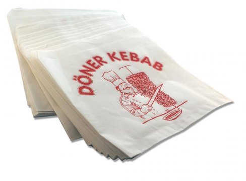 AKPack 4000x Dönertüten, Weiß mit Aufdruck, Reißverschluss, Polypropylen (PP), Einfach, 16 x 16 cm, Döner Kebab-Servieren, Wegwerfbar