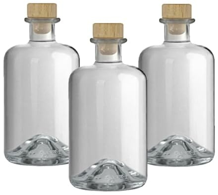 Geniess-Bar! 9 Glasflaschen 500 ml leer zum selbst Befüllen mit Korken Apothekerflasche Essig Öl Flasche