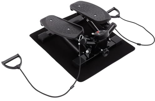 HOMCOM Mini Stepper Fitness Heimtrainer inkl. Trainingsbänder Schwarz | Sidestepper
