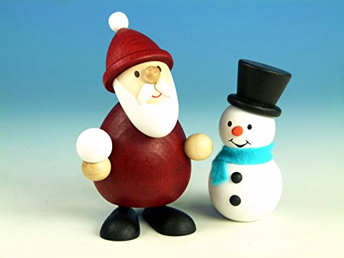 Kunsthandwerk Ullrich Holzfigur Weihnachtsmann mit Schneemann HxB 9,5x6,5cm NEU Seiffen Erzgebirge Dekoration Holzfiguren Weihnachten Fensterschmuck Spielzeug Deko Weihnachtsfigur