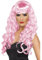 Smiffys Sirene Perücke, Rosa, Lang, Lockig mit Pony
