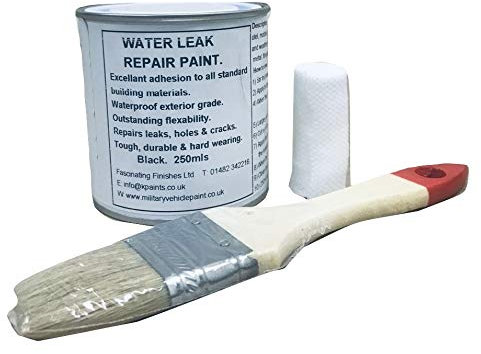 1 x 250ml Black. Stop Water Leak Repair Paint Kit. Repairs Gaps Around Window Frames, Cracks In Roofs, Leaking Gutters & Fall Pipes. Use at Home, Van, Boat, Caravan, Mobile Home, Kennel, Cattery, Work, Care Home, Hotel, School.