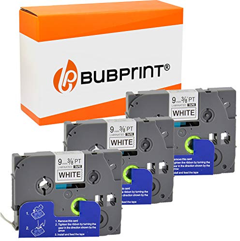 Bubprint 3x TZE-221 9mm kompatibel mit Brother P-Touch Schwarz auf Weiß | Schriftbänder, passend für P-Touch 1280 2430PC 2730VP H100LB H105 P700 P750W