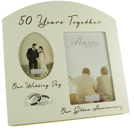 Golden 50th Wedding Anniversary Multi Photo Picture Frame Keepsake