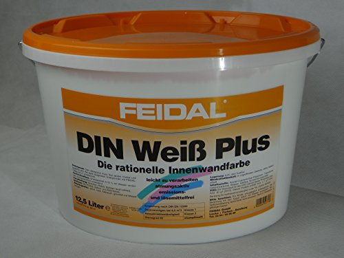 FEIDAL Wandfarbe DIN Weiss Plus 12,5L, Die rationelle Innenwandfarbe