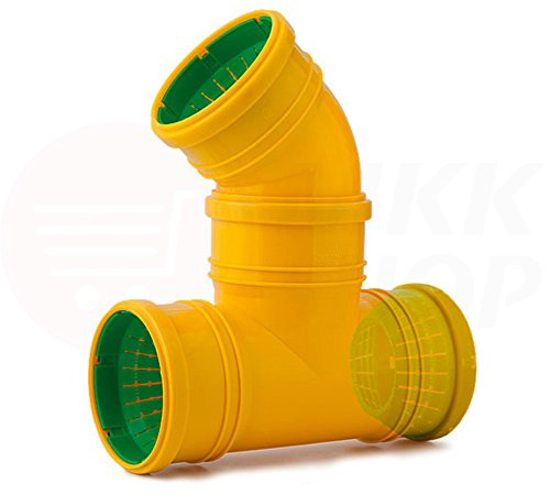T-Stück 3X Dränage Anschluss Ø 72-100 mm / 45° Grad Winkel Dränagerohr Bogen Verschluss Verbinder Drainage Rohr Kanal Muffe Mehrstufig