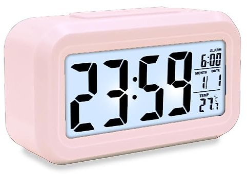 mixed24 LED Wecker Digital Beleuchtet Schlummerfunktion mit Datum und Temperaturanzeige Nachtlicht (Pink)