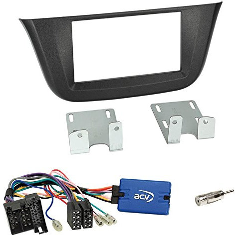 Einbauset: Doppel-DIN 2-DIN Radioblende - schwarz + ZENEC Radio LFB Adapter Set für Iveco Daily (VI) ab 07/2014