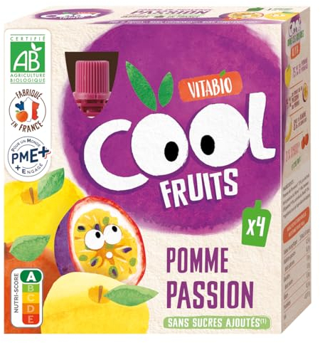 Vitabio Cool - Gourdes Fruits Pomme Passion Compote 4x90 g - Compote - BIO