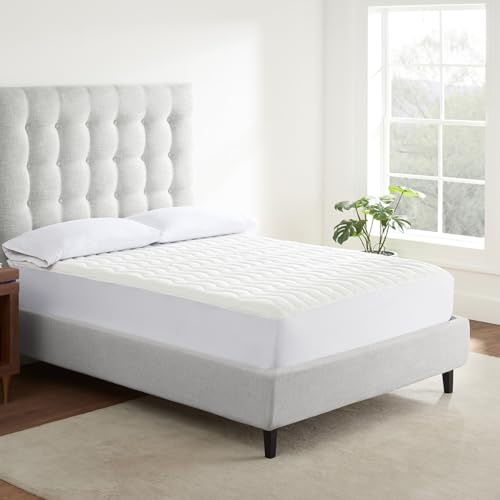 Serta Air Dry Basic Comfort Performance Fabric Quilted Mattress Pad, Cooling and Breathable Mattress Cover, Moisture Wicking Protection with 15 Deep Pocket, California King, White
