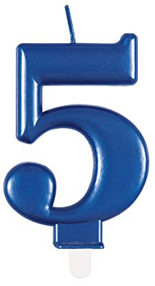 Unique Party Supplies 19615 Metallische Geburtstagskerze - Zahl 5 - Blau