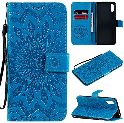 CHcase Coque pour Xiaomi Redmi 9A, Housse en Cuir Premium Flip Case Portefeuille Etui avec Stand Support et Carte Slot Case Cover - Bleu