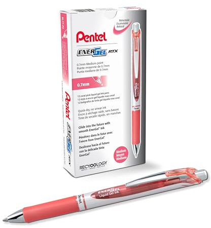 Pentel EnerGel XM BL77 Gelschreiber mit Druckmechanik, koralle (12 Stück)