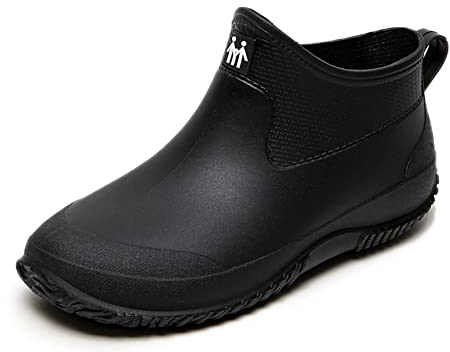 GURGER Stivali di Gomma Donna Impermeabili Scarpe da Pioggia Stivaletti Pioggia Bassi Antiscivolo Nero 40 EU