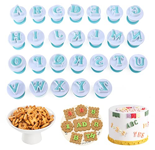 Moldes para Tartas Alfabeto Cortapastas de Letras Mini Molde de Plástico 26 Corta Letras Mayúsculas Alfabeto Inglés Moldes para Tartas de Primavera