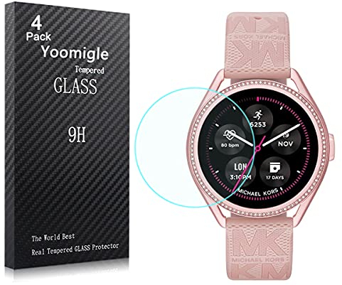 Yoomigle Lot de 4 protections d'écran en verre trempé pour montre connectée Michael Kors Gen 5E MKGO - Anti-rayures - Sans bulles