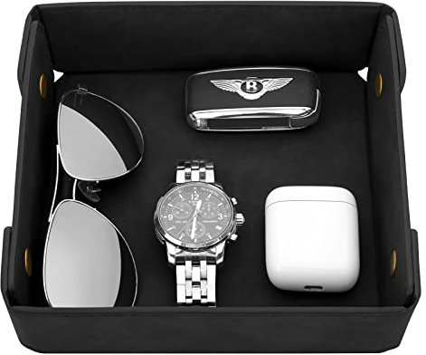 CASIRENA Herrendiener-Tablett aus Kunstleder, für Eingangsbereich, Tisch, Schlüssel, Geldbörse, Uhr, Münzen, Telefon, Kommode, Schmuck, EDC, Nachttisch, Büro