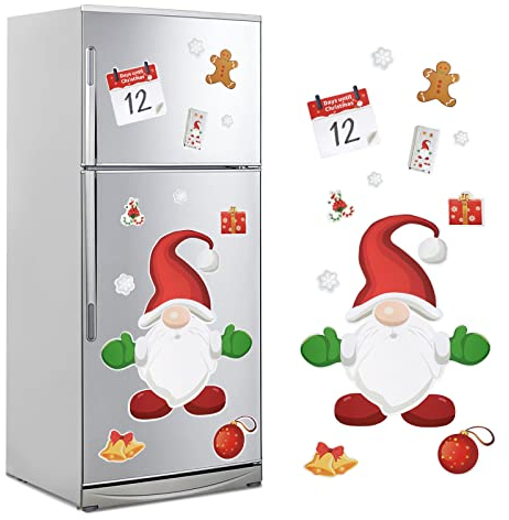 TAROME 19 Stück Weihnachten Zwerge Passen Magnete Bastelset DIY Kreative Puzzle Kühlschrankmagnete Deko Aufkleber Bastelbedarf Kinder Basteln für Weihnachtsfeier Magnettafel Küchendekoration