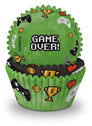 Anniversary House J144 Cupcake-Backförmchen, Gaming-Party, 75 Stück, Grün und Schwarz