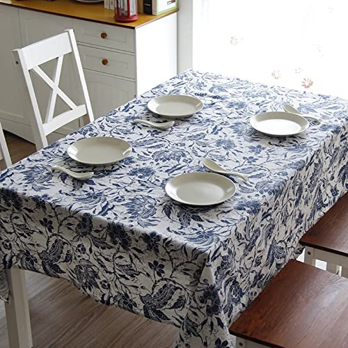 Tischdecken Dekoration Tischtuch Italienisch Blaues Und Weißes Porzellan Gartentischdecke Leinen Wachstuch Uni Blau Weiss Tischschutz Dekoration 140X140Cm