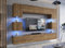 Furnitech Wohnwand Wohnzimmer Möbel (Goldene Eiche) mit LED Weiß - Hängend Wohnzimmerwand Modern - Schrankwand mit Regale und TV Schrank (Nowara AN1-17DZ-M4 1C)