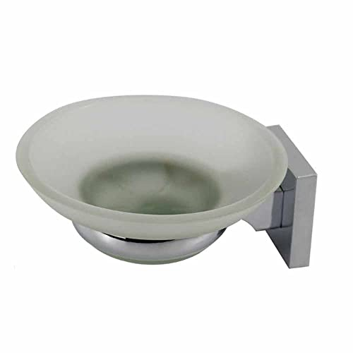 Vetrineinrete® Porta sapone da parete in acciaio piattino in vetro satinato fissaggio con viti o senza viti biadesivo accessori arredo bagno