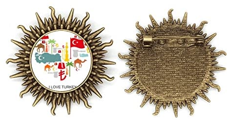 Herz Camel Lira Nationalflagge Kokosnussbaum Metall Sonne Brosche Haken Pin, M
