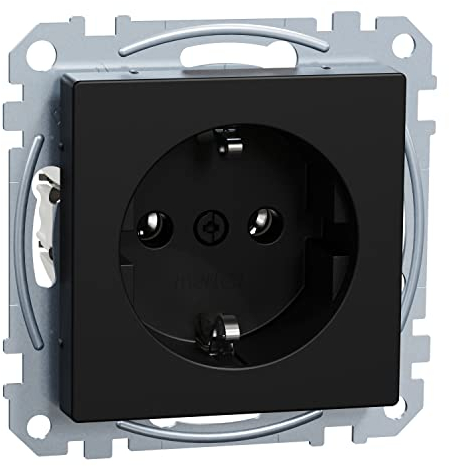 Schneider Electric Merten Schuko-Steckdose, Steckklemmen, System M, schwarz matt, Artikelnummer MEG2301-0403
