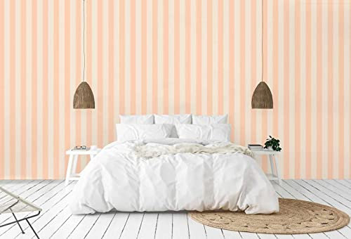 New Walls Papier peint à rayures, crème, rose, légèrement structuré et mat, fabriqué en Allemagne, 10,05 x 0,53 m