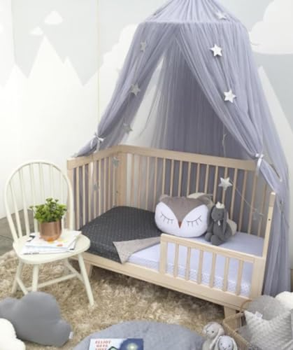 Betthimmel, Baldachin Kinderzimmer 360-Grad-Schutz, Himmelbett Vorhänge, betthimmel mädchen, Babyzimmer Deko, Schlafzimmer Kuppel Spiel Zelt, Für Mädchen und Jungen, 300x60cm(grau)