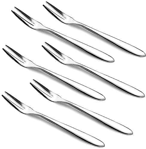 6pcs Quality Stainless Steel Forks Gift Sets for Escargot Olive Prawn Crab Cocktail Antipasti Cheese Pastry Dessert Fruit Salad Appetizer, Cute Metal Forks Mirror-Polished Dishwasher-Safe Reusable
