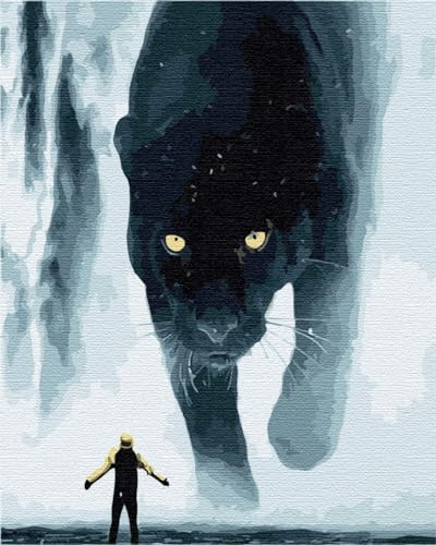 Artnapi Malen nach Zahlen Erwachsene mit Rahmen | DIY Handgemalt | Tiere - Riesiger Puma | Kit für Anfänger und Erwachsene | Set inklusive Acrylfarben & Pinsel | 40x50cm Leinwand | Ideal als Geschenk