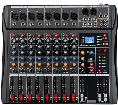 AGAATI Audio Mixer, Dj Controller Mixer Sound Mixing Table Card Professional Pc Digital Consoles Interface Console Pro Equipment 8 Channel