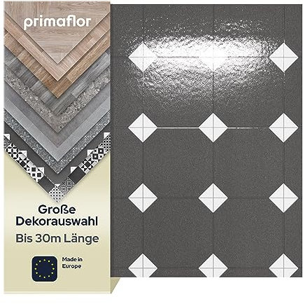 Primaflor PVC Bodenbelag Meterware TURVO - Fliese Liverpool, 2,00m x 3,00m, Vinyl-Boden in Fliesenoptik für Küche, Wohn- und Badezimmer, Hochwertige Auslegware, Anti-Rutsch Oberfläche