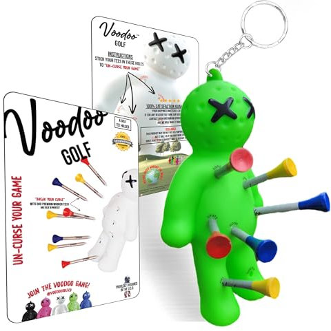 Voodoo Golf Ball-Tee-Halter | Neuheit Schlüsselanhänger Zubehör für Tasche | Geschenke für Männer | passend für 3 1/4, 2 3/4, 1 1/2 Tees (grün)