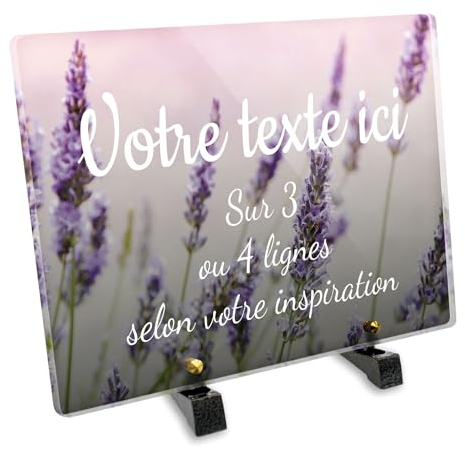 Placa funeraria rectangular personalizable en plexi, diseño de flores de lavanda, diferentes tamaños, grosor 6 mm, personalizado en varias líneas 30 x 20 cm
