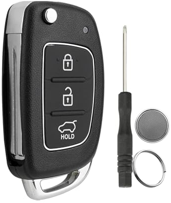 3 Tasten Autoschlüssel Gehäuse Für Hyundai i20 iX20 iX35 Tucson Santa Fe Hyundai Santa Fe Klappschlüssel Etui Pilot Autoschlüssel mit Schraubendreher Schlüsselring CR2032 Batterie
