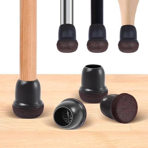 Stuhlbein-Bodenschoner aus Silikon, Stuhlbein-Filzgleiter, Schwarz, mit Filz, Gummi-Stuhlbeinkappen, Stuhlbeinschoner, Möbelfüße, kein Lärm, Keine Kratzer, rund, Φ 21-28 mm, 32 Stück