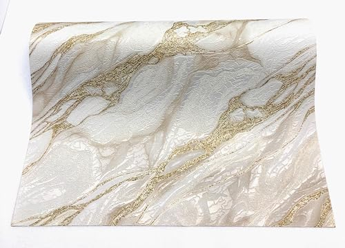L.A.B. Tapete in Steinoptik, Vliestapete, laminiert, waschbar, Maße 10,05 m x 0,53 m mit Glitzer in Gold (Beige/Weiß/Gold)