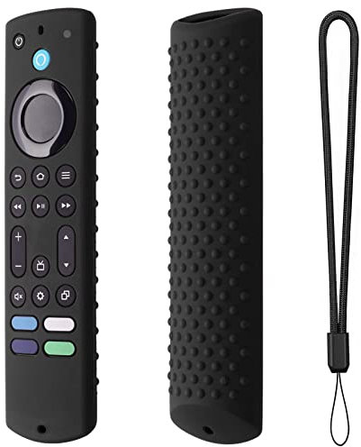 Silikon-Fernbedienungsabdeckung für alle neuen Fire Stick 4K Max 2023, Silikonhülle kompatibel mit Fire TV Stick 4k Max 2nd Gen, Toshiba/Insignia NS-RCFNA-21, Silikonhülle mit Umhängeband (schwarz)