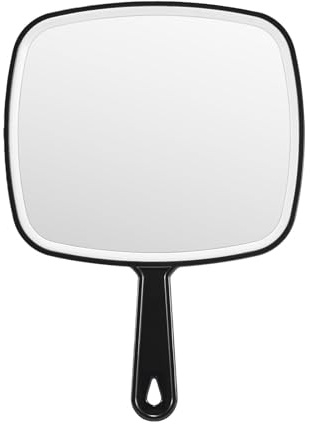 BEFUI Extra Large Handheld Mirror,Hand Salon Mirror with Handle for Barbers, Hairdressing (Black,12.4 Lx 9 W)