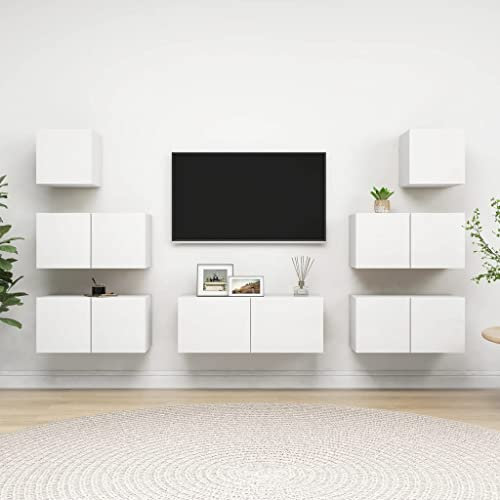 ShGaxin 3078712 Ensemble meuble TV en bois blanc, meuble de salon, buffet salon, meuble TV, commode TV, meuble TV, meuble TV