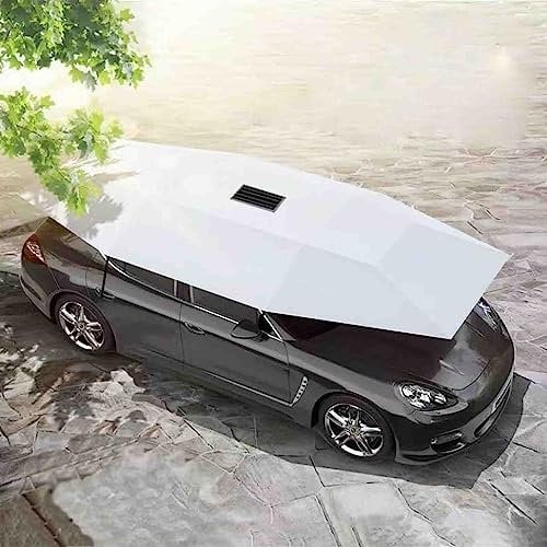 vkeid Pare-soleil de voiture entièrement automatique, 15/16 FT/télécommande Smart Mobile Carport Isolation de toit Protection solaire Auvent pliable, applicable à tous les modèles (3,5 m) (argent 3,5