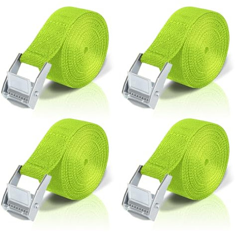 Spanngurte mit Ratsche 5M - 4 Stück Zinklegierung Schnappverschluss Spanngurt, Verstellbare Befestigungsriemen mit Klemmschloss für Auto, Fahrrad, Motorrad, Transport, Fracht, Gepäck, Camping