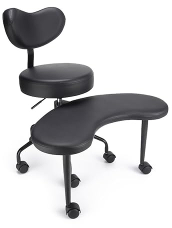 Elitix Kniestuhl Bürostuhl mit Gekreuzten Beinen, Fußstütze und Rollen, Kniestuhl mit Rückenstütze, Ergonomische Haltung Bei Rückenschmerzen, Meditationsstuhl für Schlechte Knie(Black)
