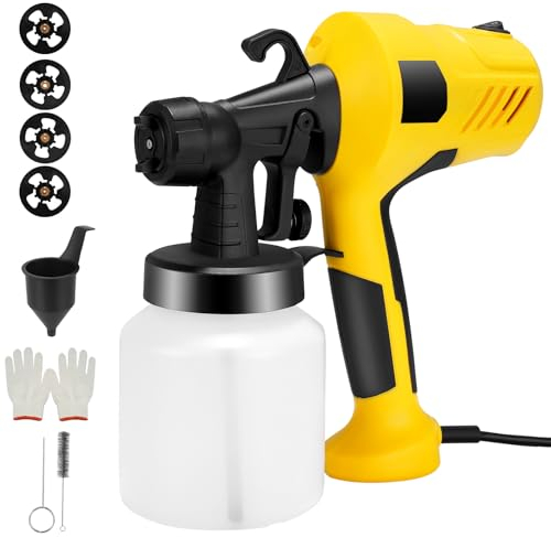 Pistolet à Peinture électrique Système de pulvérisation de Peinture 800 W Pulvérisateur de Peinture sans air Pulvérisateur de Peinture à air réglable Vernis intérieur et extérieur Récipient 800 ML
