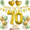 70. Geburtstag Deko Mann Frau, Luftballon 70 Deko Geburtstag Grün Gold Weiß mit Happy Birthday Girlande, Tortendeko für 70.ter Geburtstag Dekoration