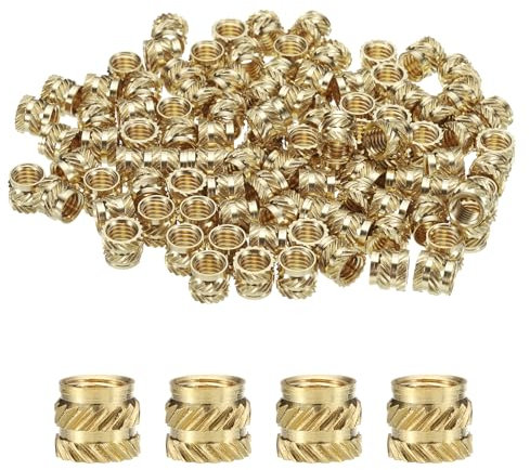 Sourcing Map 100pcs M6 Brass Heat Set Inserts, M6x7mm, OD 8mm Knurled Insert Nuts for 3D Printing